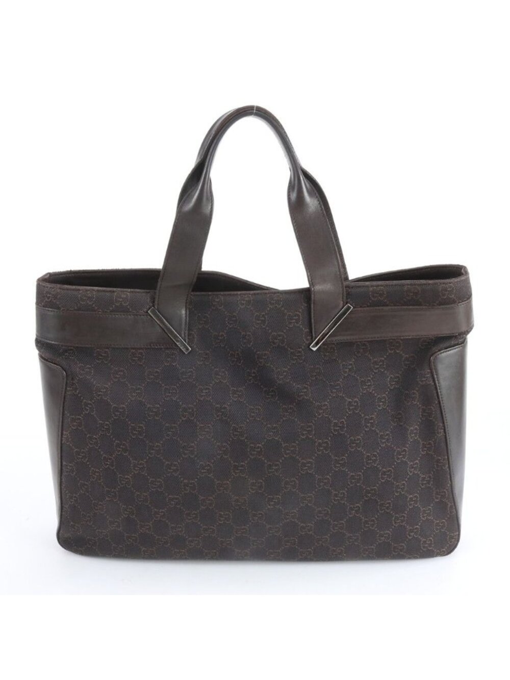 Gucci GG Canvas Leather Tote Shoulder Hand Brown Ree - Picture 3 of 10